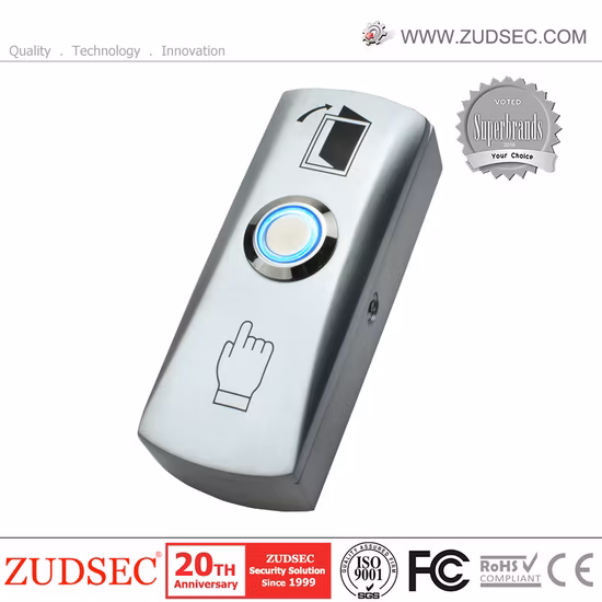 Botão de liberação da porta de saída de alumínio com luz azul
