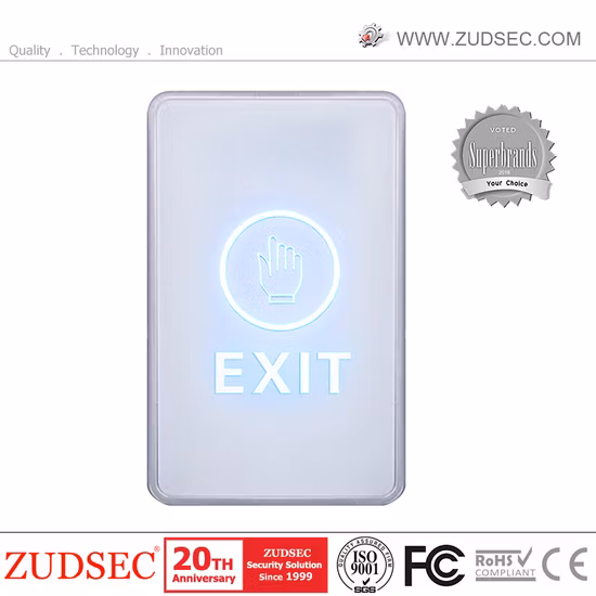 Botão de liberação da porta da tela de toque para controle de acesso